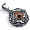 Hpolw New Design Stainless Steel Casting Black Dragon Claw Men Pendant Orange Color Devil Eye Necklace18-26 inch Chain