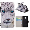 MOONCASE Samsung Galaxy J4 Card Figure Painted Leather Case - White Leopard