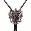 Vintage Silver Plated Russian Empire Eagle Bolo Tie Leather Necklace