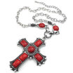 Hpolw NEW Retro Jewelry Vintage Mens Womens Large Red AgateStone Cross Pendant Necklace