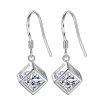 Clear CZ Crystal Square Drop Earrings For Women Cubic Zirconia Fashion Jewelry Eardrop Gift WHJ41