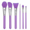 6pcs Silicone Makeup Brush Set Facial Mask Foundation Brushes Cosmetic Eyeshadow Eyebrow Brush Kit With Plastic Handle Purple