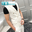 Vest mens slim color double-breasted design hot suit pony nightclub barber bar single vest