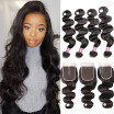 Unice Hair Icenu Series Peruvian Body Wave Hair 4 Bundles With Lace Closure Three Part Human Hair Extensions