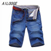 ClassDim Mens Denim Shorts Good Quality Short Jeans Men Cotton Solid Straight Short Jeans Male Blue Casual Short Jeans