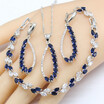 925 Silver Jewelry Sets For Women Blue White Crystal Earrings Bracelet Rings Necklace Pendant 2018 New Arrival