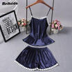 US Sexy-Lingerie-Women-Silk-Lace-Robe-Babydoll-Nightgown-Ladies-2PCS-Sleepwear
