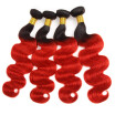 Brazilian Hair Ombre Hair Body Wave 4 Bundles Two Tone Human Hair Weave Extensions T1BRed
