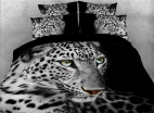 3D Peace Leopard Printed Cotton 4-Piece Black Bedding Sets
