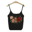 Womens Sexy Tank Top Embroidery Vest Crop Top Bralette Shirt Blouse Cami Tops