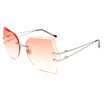 SHAUNA Oversize Women Rimless Sunglasses Hollow Out Metal Legs Fashion Ladies Gradient Lens Shades UV400
