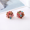 7 colorful flower basket ear clip fashionable rose gold cz wedding earrings luxury gift jewelry