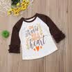 Thanksgiving Toddler Kids Baby Girls Long Sleeve Turkey Pie T-Shirt Tops Blouse