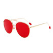 SHAUNA Oversize Double Bridges Women Round Sunglasses Unique Ladies Clear Red Lens Shades UV400