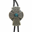 Vintage Silver Plated Celtic Blue Enamel Cross Knot Wedding Bolo Tie