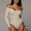 Women 2018 Winter And Autumn Sexy Body Suit Metal Button Sexy Cotton Pit Long Sleeve V-Neck One Piece Skinny Bodysuit