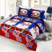 Shipping from US 4pcs Cotton Material 3D Printed Cartoon Merry Christmas Gift Santa Claus Comfort Deep Pocket Bedding Set