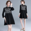 2018 Autumn Embroidery Lace Dress Women O-neck Work Casual Party Slim Sexy Black Mini Dresses Vintage Vestidos