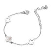 Womens Shell Cross Flower Charm Stainless Steel Link Chain Bracelet