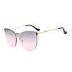 SHAUNA Fashion Rimless Women Cat Eye Sunglasses New Arrival Men Integrated Purple Gradient Lens Glasses UV400