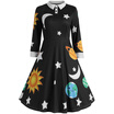 Flare Vintage Sun&Moon Print Dress