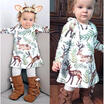 Christmas Gift Kids Baby Girl Princess Dress Deer Wildlife Costume Flower Dress