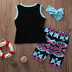 3PCS Toddler Kids Baby Girl Sleeveless Tops Pants Short Headbands Clothes Outfit