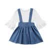 US Toddler Kids Baby Girls T-shirt TopSuspender Skirt Dress Clothes Outfits Set