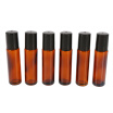 10ml Amber Glass Roll-on Bottles Essential Oil Jar Stainless Steel Roller Ball 2ml Dropper 6Pcs