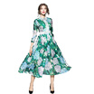 Autumn New High-End Printing Lapel Long Section Dress