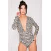 AU Women V Neck Long Sleeve Romper Leopard Print Bodysuit Jumpsuit Leotard Tops