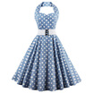 Retro Halter Sweetheart Neck Polka Dot Flare Dress