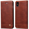 New iPhoneXS Max Mobile Phone Case Samsung Mobile Phone Flip Card All-inclusive Mobile Phone Shell Dark Brown