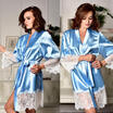 Sexy Sleepwear Nightwear Robe Satin Silk Babydoll Lace Dress Lingerie Set