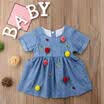 New Kids Baby Girls Denim Dress Pocket Embroidery Party Dress Princess Clothing