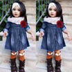 AU STOCK Toddler Kid Baby Girls Denim Flower Dress Princess Party Pageant Dress