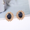 Blue Zircon Crystal clip earrings for women Rose Gold color fashion Jewelry earring female Brincos ear cuff top quality