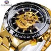 Forsining Steampunk Series Reloj de deporte automático para hombre Diseño de cráneo luminoso blanco de acero inoxidable negro Reloj deportivo automático