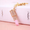 Unique Crystal Rhinestone Lipstick Keyring Charm Pendant Bag Purse Car Key Chain