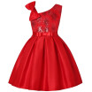 Girls Gorgeous Navy A-line Sequins Pleated Dresses Red One-shoulder Champagne Party Dress Clothing