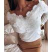 UK Women Long Sleeve Lace Pullover Tops Ladies Casual Slim T Shirts Blouse 6-14