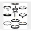10Pcs Choker Necklace Set Stretch Velvet Classic Gothic Tattoo Lace Retro Black