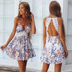 Women Summer Sleeveless Lace Dress Backless Flora Party Cocktail Mini Dress