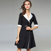 Black And White Stitching Dress Coat
