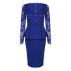 Sexy V Neck Long Sleeve See-through Lace Spliced Bodycon Women Dress