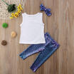 US Sell Newborn Baby Girls Infant Shell T-shirt TopsScales Pants 3Pc Outfit Set