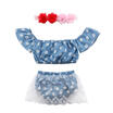 Baby Girls Outfits Set Off Shoulder Floral Shirt TopsLace Shorts Pants Outfits