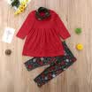 3PCS Kids Baby Girls Xmas Outfits Clothes Snowman Dress TopsPolka Dot Pants Set
