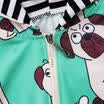 Little Puppy Print Long Sleeve Hooded Zipper One Piece Jumpsuit Baby Boys Girls
