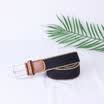 Unisex Mens Canvas Elastic Woven Leather Pin Buckle Waist Belt Stretch Waistband